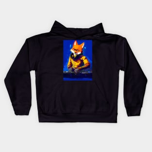 Fox at the DJ booth Kids Hoodie